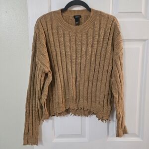 Rue21 Camel Ribbed Crew Neck Sweater